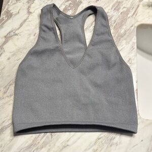 Free people gray ribbed tank sports bra